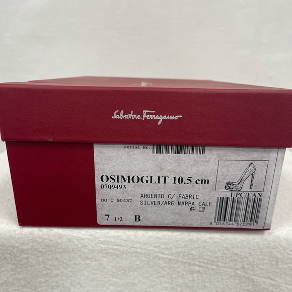 Salvatore Ferragamo - Osimoglit Womens Leather Slip On Pumps Heels in Silver NWT - Picture 9 of 10